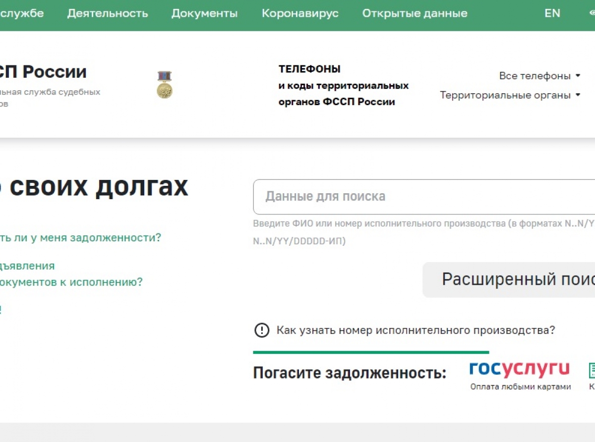 Скрин с сайта ФССП. Новый сервис призван облегчить жизнь тем, с кого по ошибке списали чужие долги